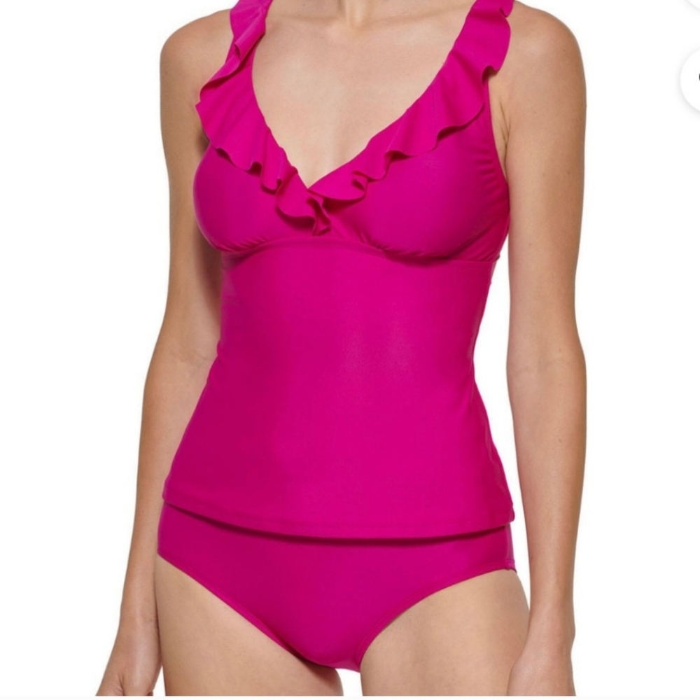NWT! DKNY Magenta Pink Tankini Swimsuit🩱